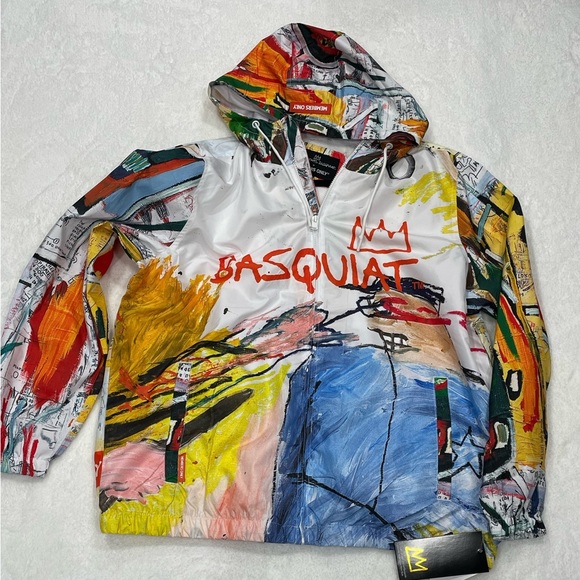Jean-Michel Basquiat Men's ‘Members Only Windbreaker Jacket Sz XL Multicolor - Picture 1 of 8